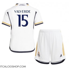 Real Madrid Federico Valverde #15 Prima Maglia Bambino 2023-24 Manica Corta (+ Pantaloni corti)